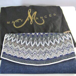 Mary Frances Beaded Denim Crossbody/Clutch COA + Extra Beads + Dust Bag